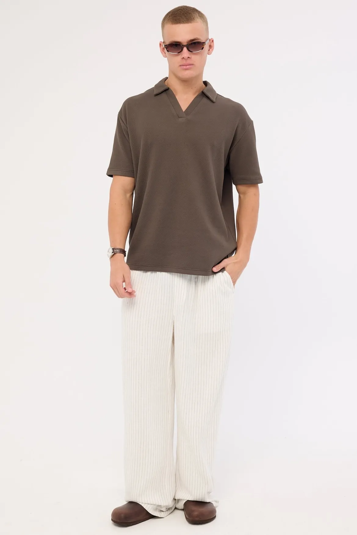 Daybreak Baggy Linen Pant White Stripe
