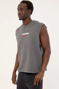 Declan Cropped Loopback Muscle Tank Washed Black