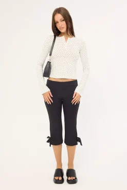 Delano Top White Micro Polka Black