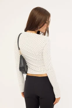 Delano Top White Micro Polka Black