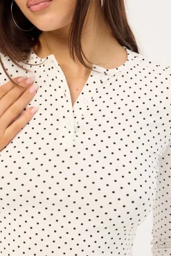 Delano Top White Micro Polka Black