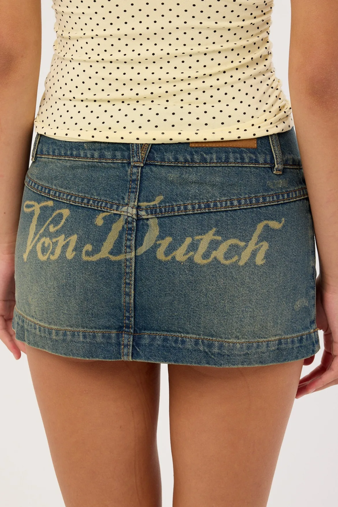 Denim Mini Skirt Dirty Light Blue Denim