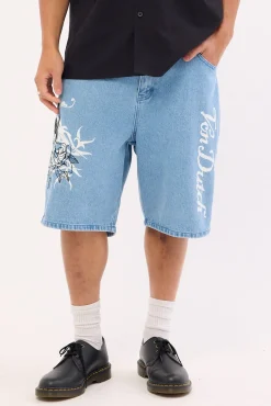 Denim Shorts Mid Blue Denim