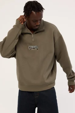 Depth Quarter Zip Sweater Brown