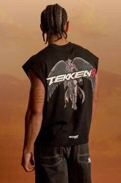Devil Jin Graffiti Cropped Muscle Tank Black
