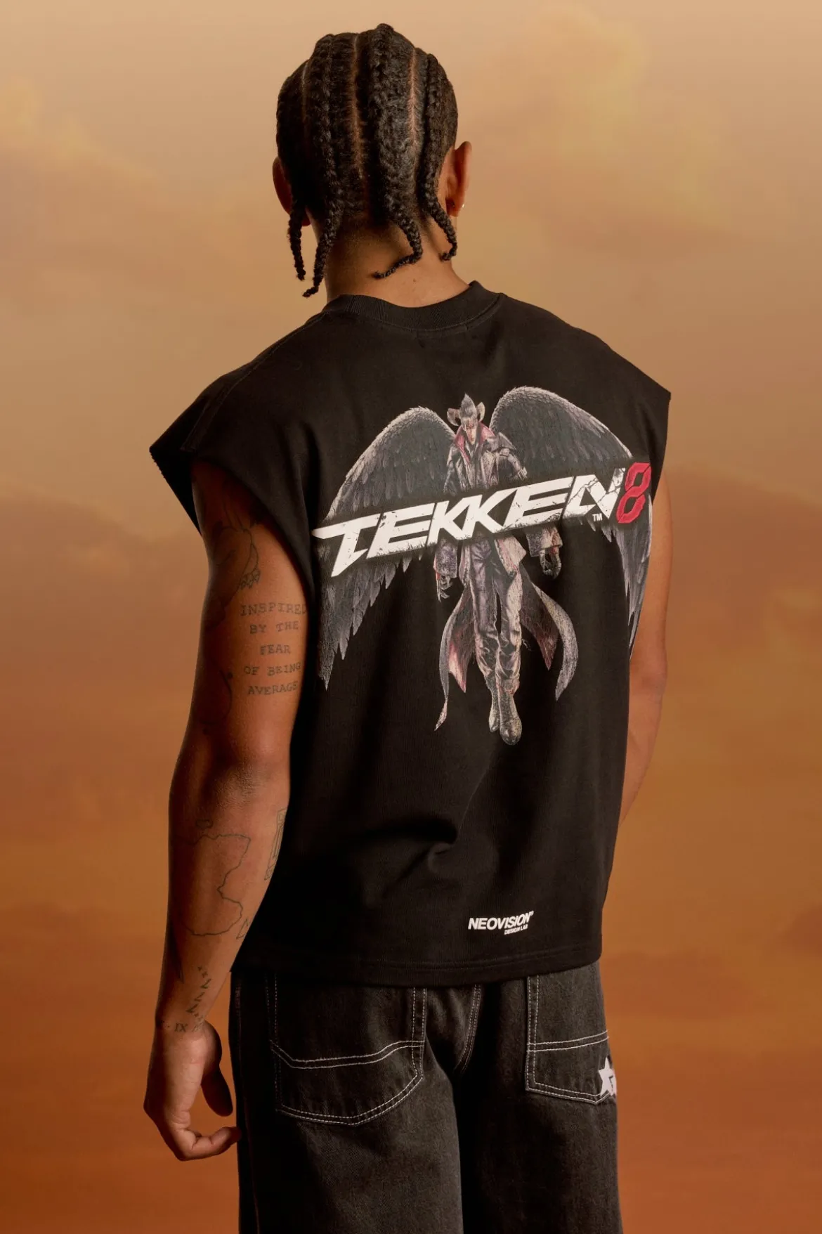 Devil Jin Graffiti Cropped Muscle Tank Black