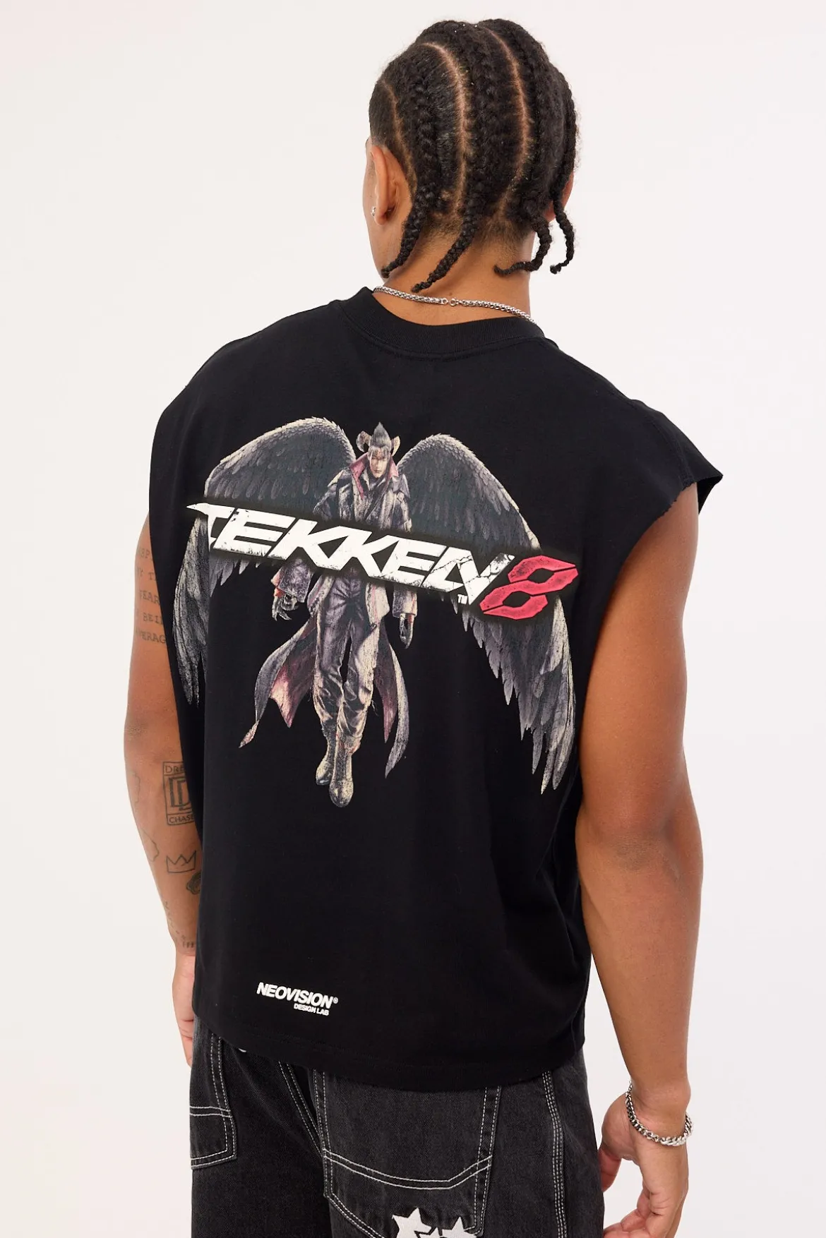 Devil Jin Graffiti Cropped Muscle Tank Black