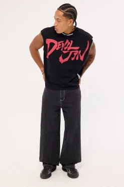 Devil Jin Graffiti Cropped Muscle Tank Black