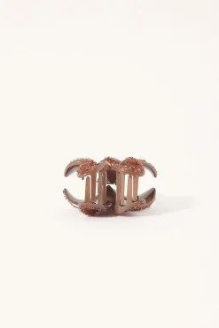 Diamante Frangipani Flower Hair Claw Clip Burgundy
