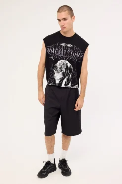 Dire Cropped Muscle Tank Black