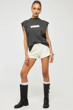 Disorder Cropped Muscle Tank Pigment Washed Black