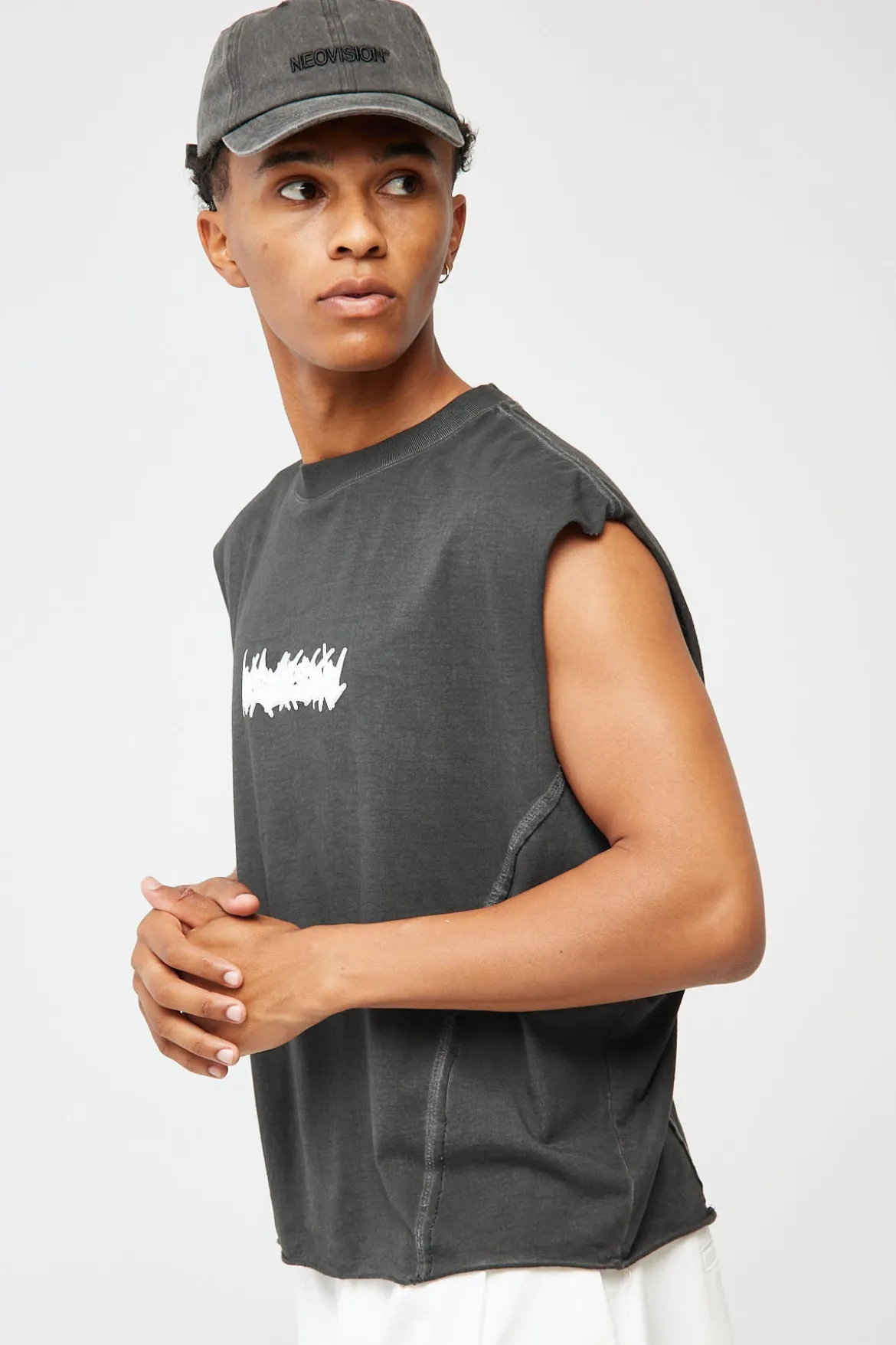 Disorder Cropped Muscle Tank Pigment Washed Black