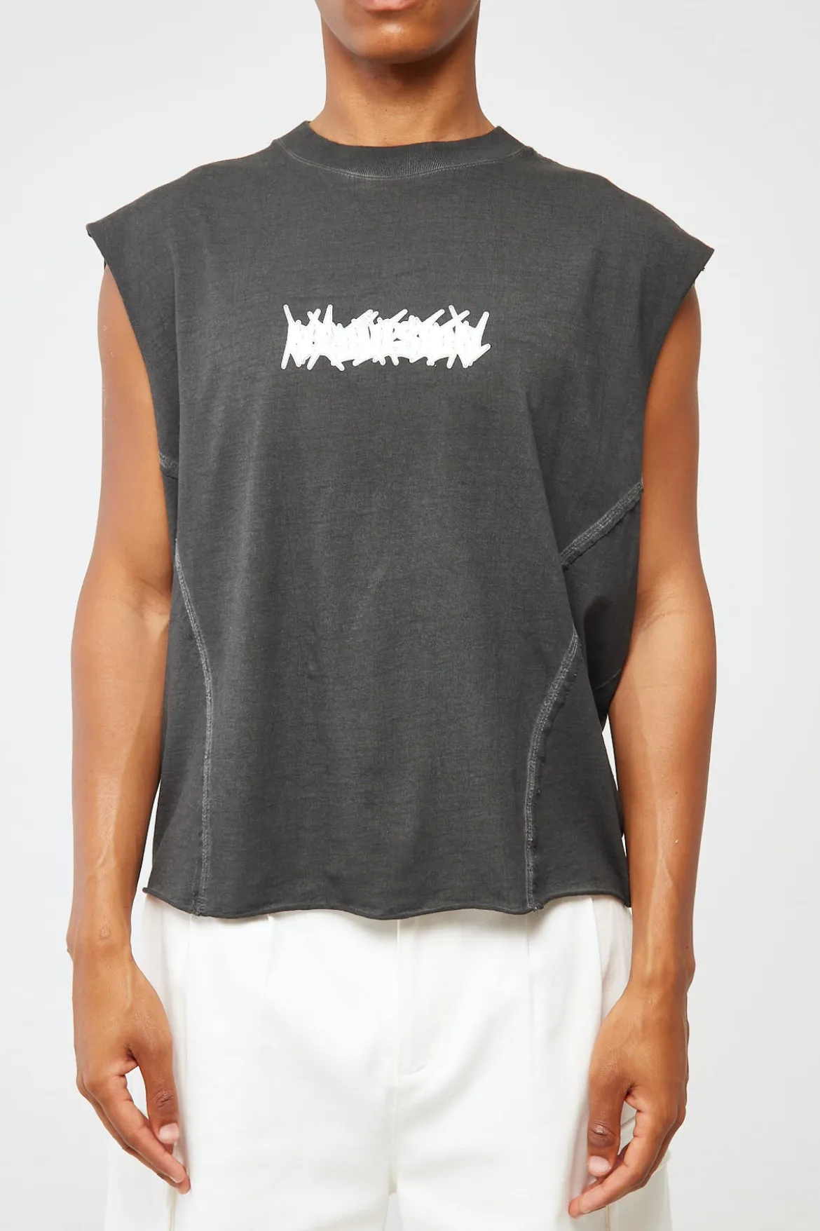 Disorder Cropped Muscle Tank Pigment Washed Black