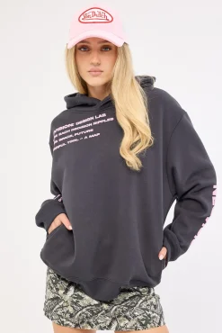 Distopia Relaxed Hoodie Sunfade Black