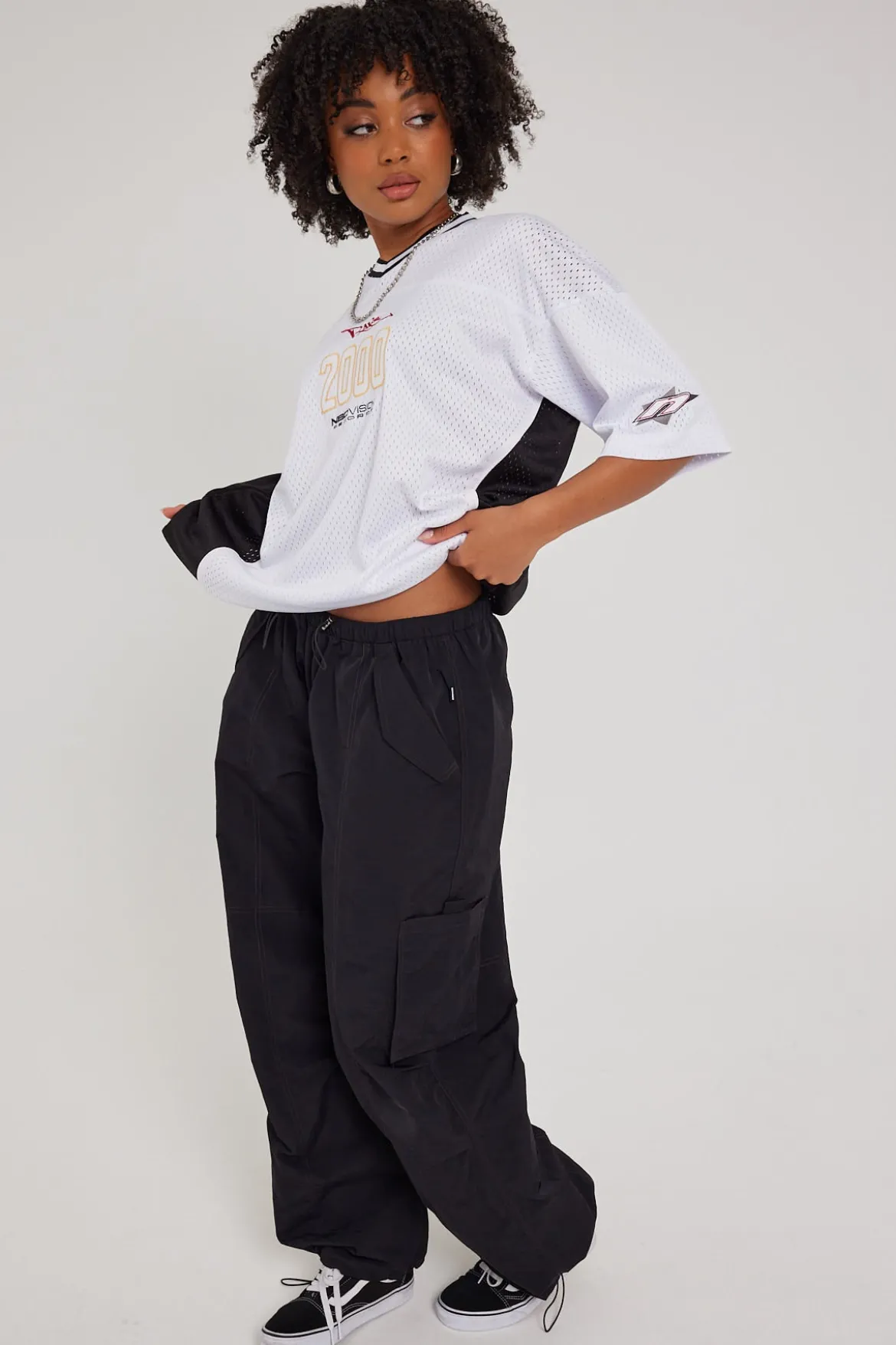 Distorted Dimension Parachute Pant Black