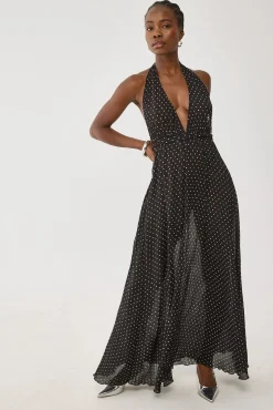 District Maxi Dress Onyx Polka