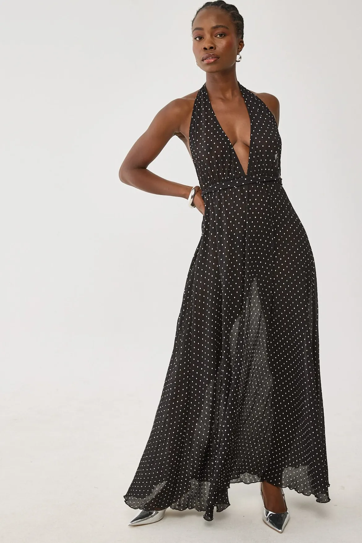 District Maxi Dress Onyx Polka