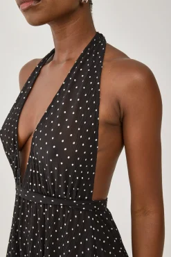 District Maxi Dress Onyx Polka