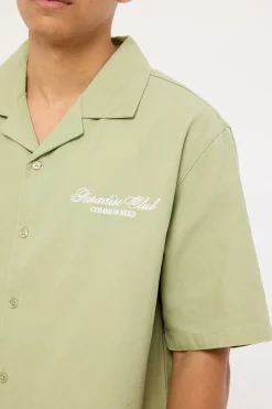 Divine Boxy Cropped Resort Shirt Sage