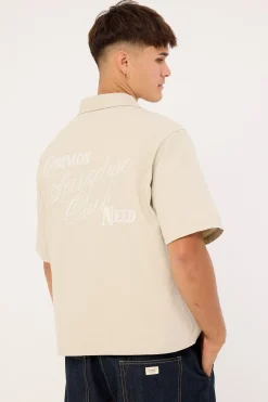 Divine Boxy Cropped Resort Shirt Dove Grey