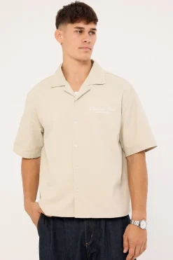 Divine Boxy Cropped Resort Shirt Dove Grey