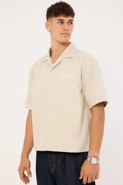 Divine Boxy Cropped Resort Shirt Dove Grey