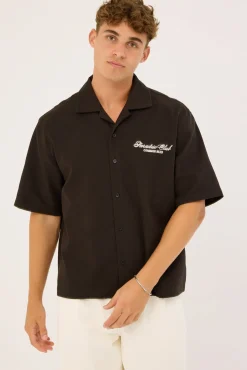 Divine Boxy Resort Shirt Off Black
