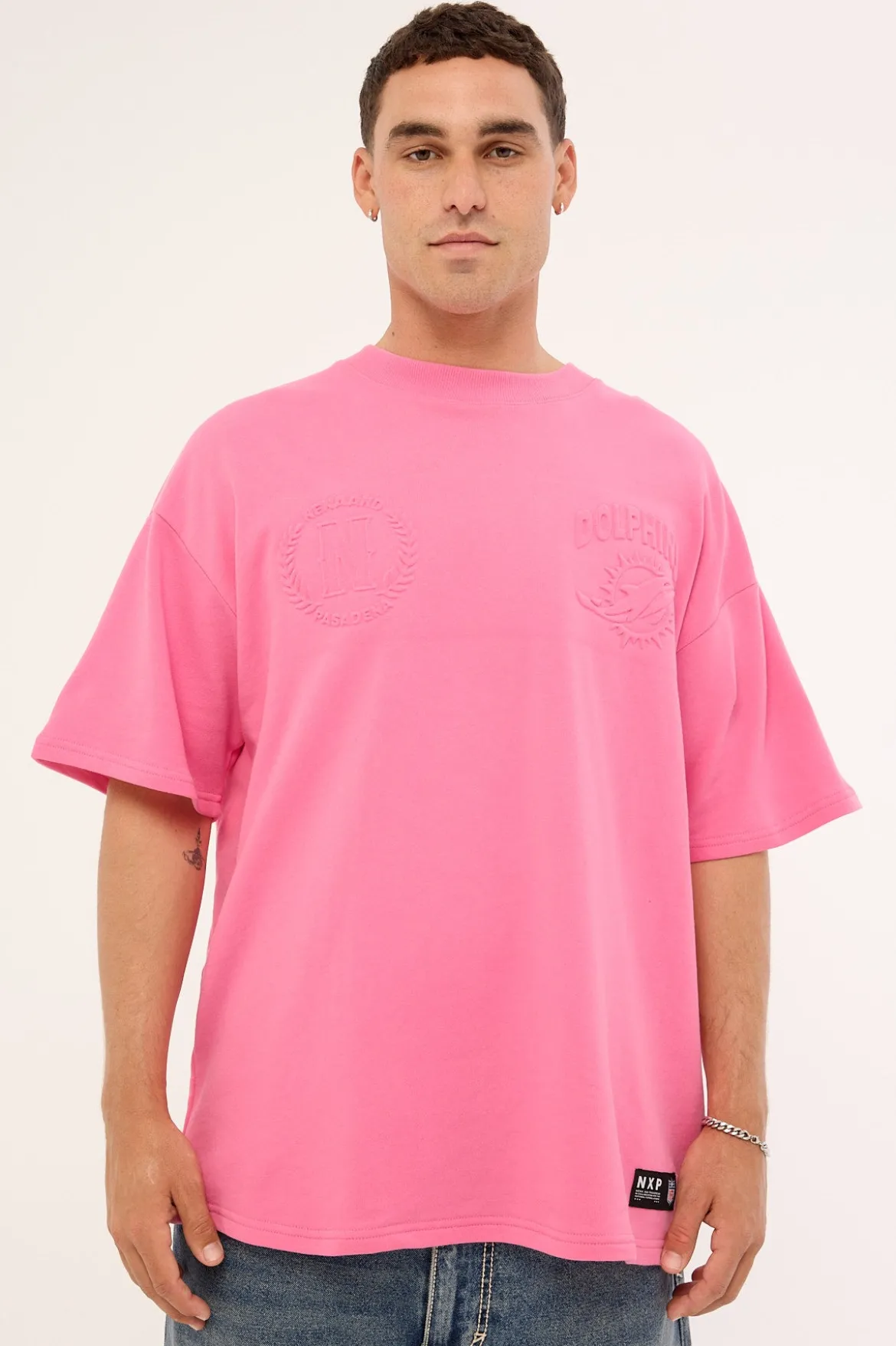 Dolphins Crest Loopback Tee Pink
