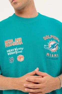 Dolphins Established Loopback Tee Aqua