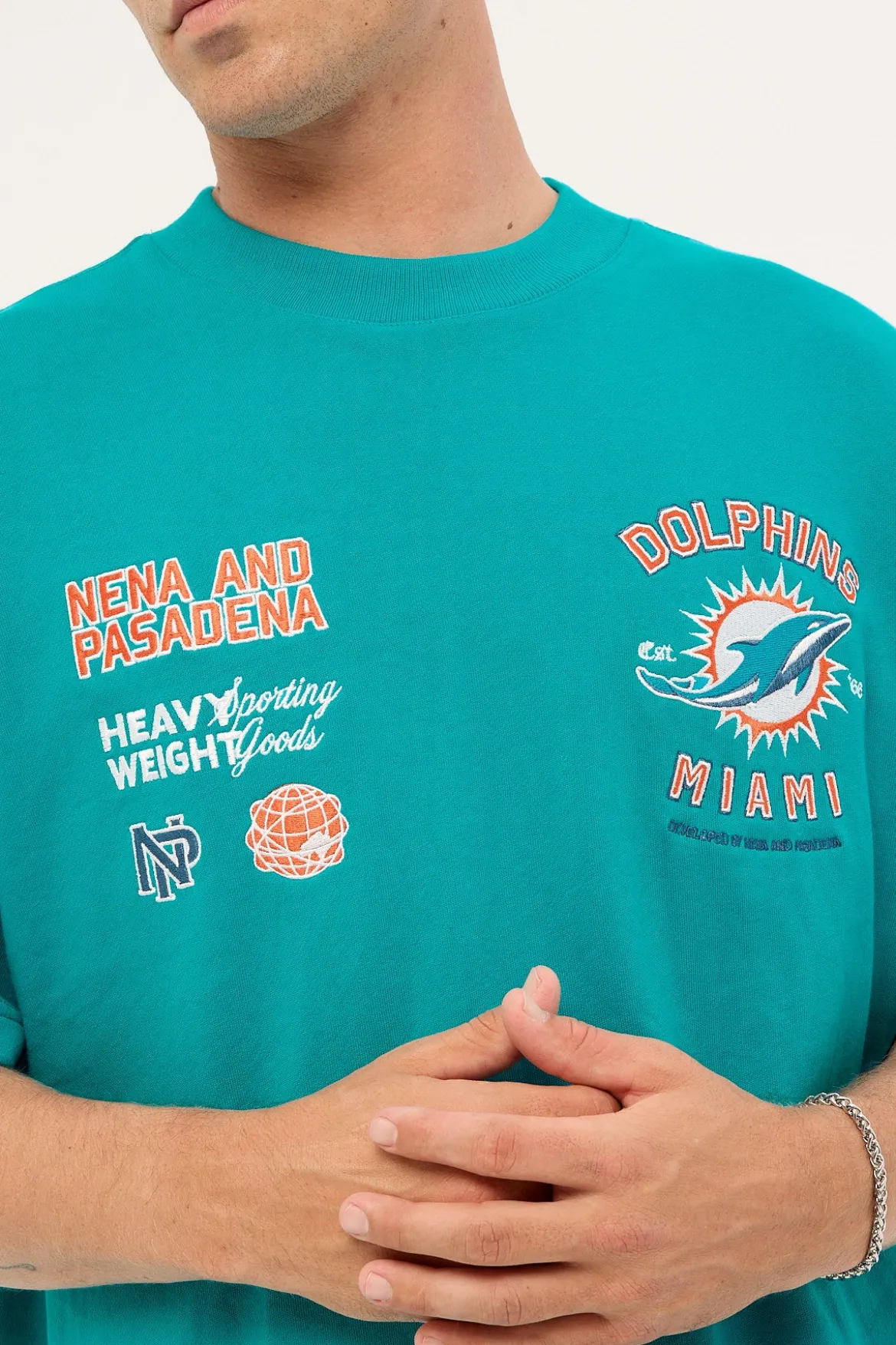 Dolphins Established Loopback Tee Aqua