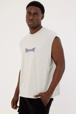 Double Down Embro Box Fit Oversize Short Muscle Tee Grey