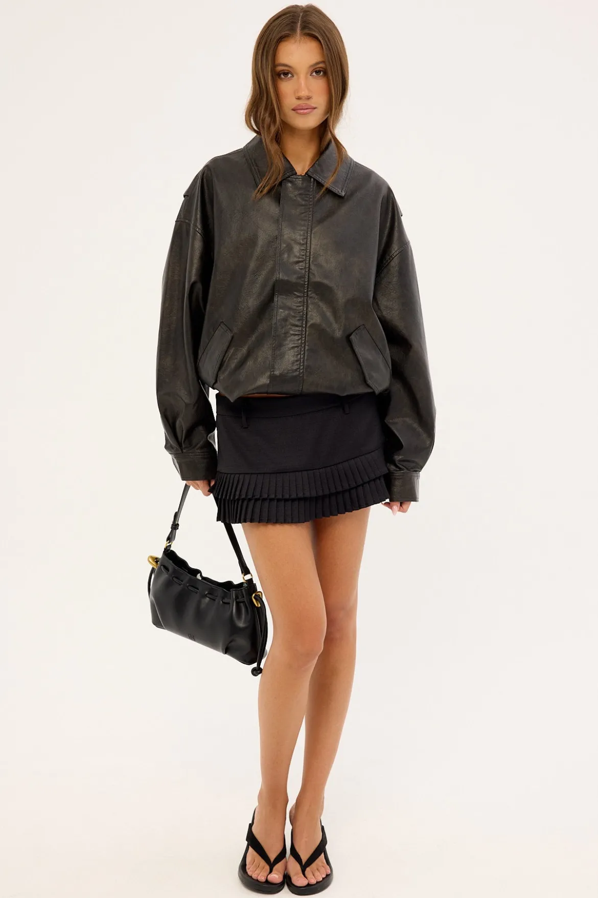 Double Ruffle Mini Skort Onyx
