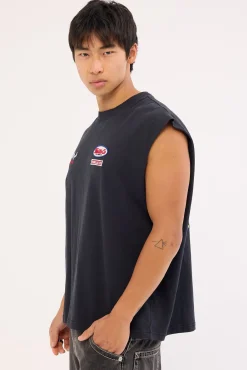 Double Time Box Fit Oversize Cropped Muscle Tee Twighlight Black