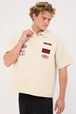 Double Time Short Sleeve Short Work Shirt Bone