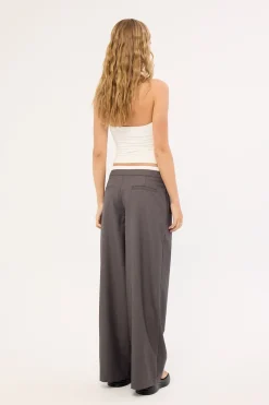 Double Waistband Straight Leg Pant Grey