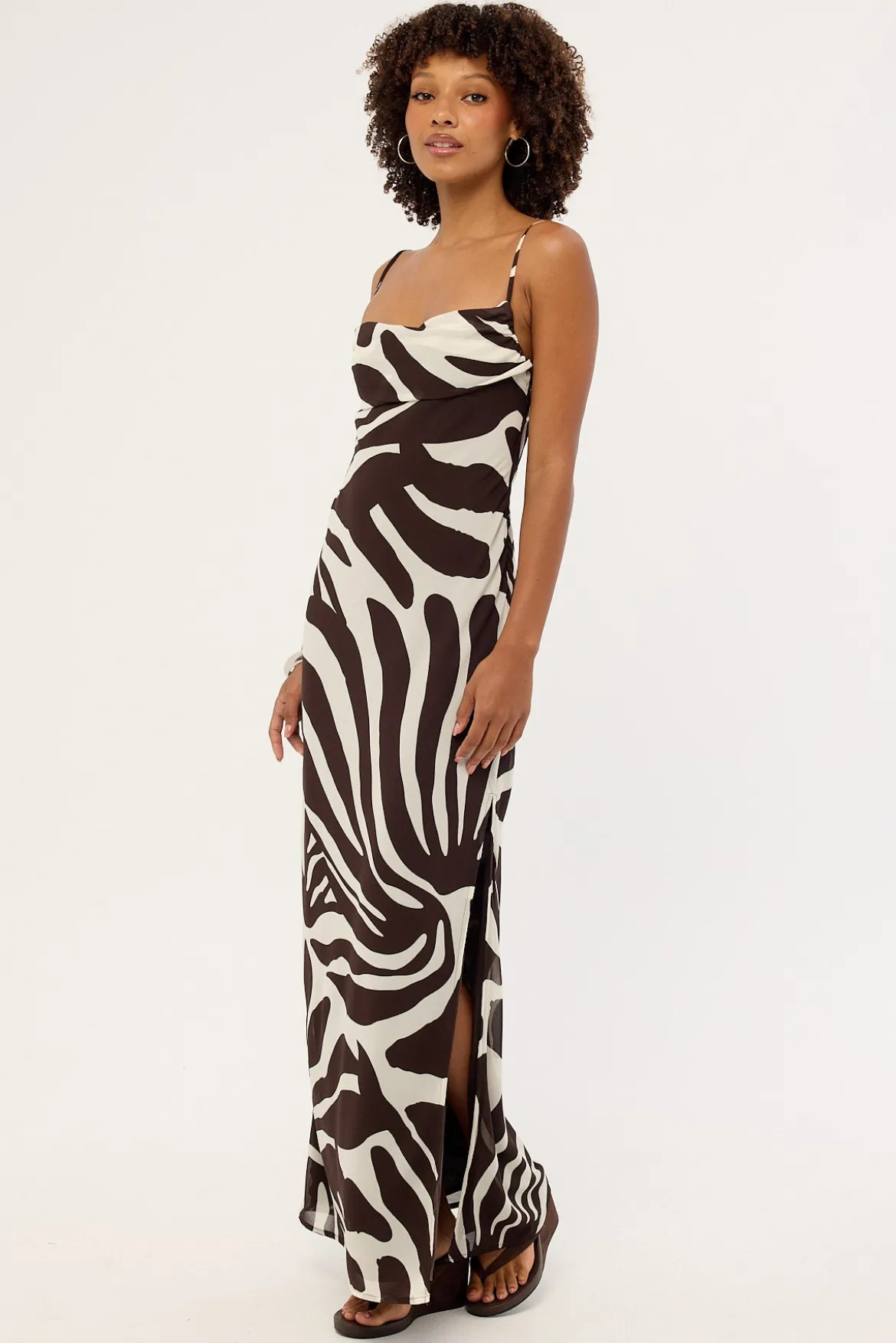 Drift Chiffon Maxi Dress Brown Print