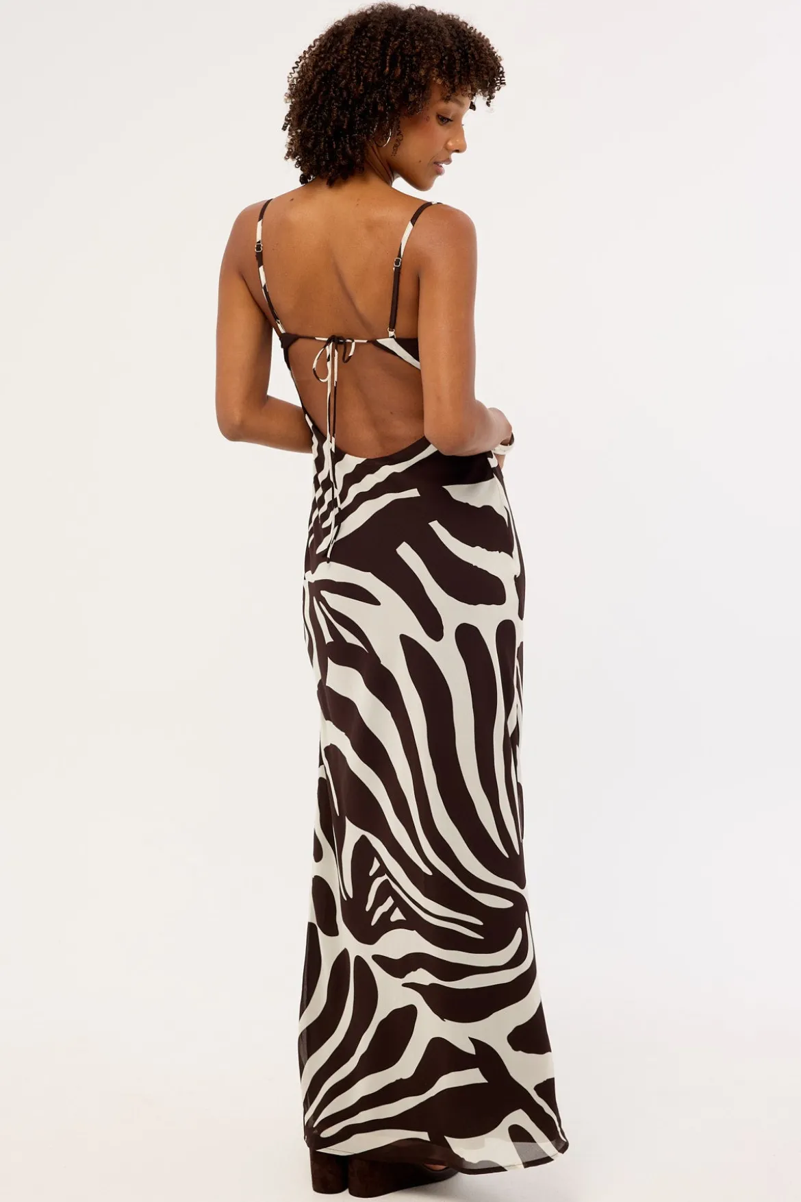 Drift Chiffon Maxi Dress Brown Print