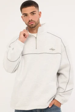 Drifter Elastic Quarter Zip Crew Snow Marle