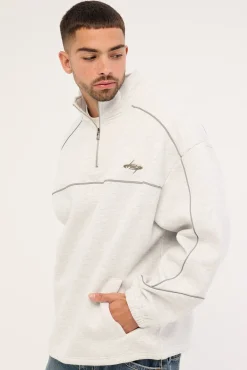 Drifter Elastic Quarter Zip Crew Snow Marle