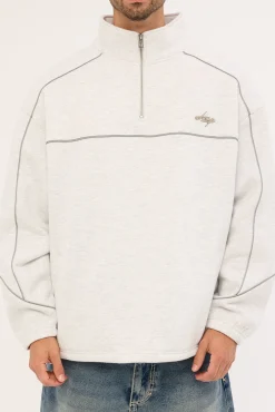 Drifter Elastic Quarter Zip Crew Snow Marle