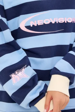 Dropkick Long Sleeve Rugby Polo Blue Stripe