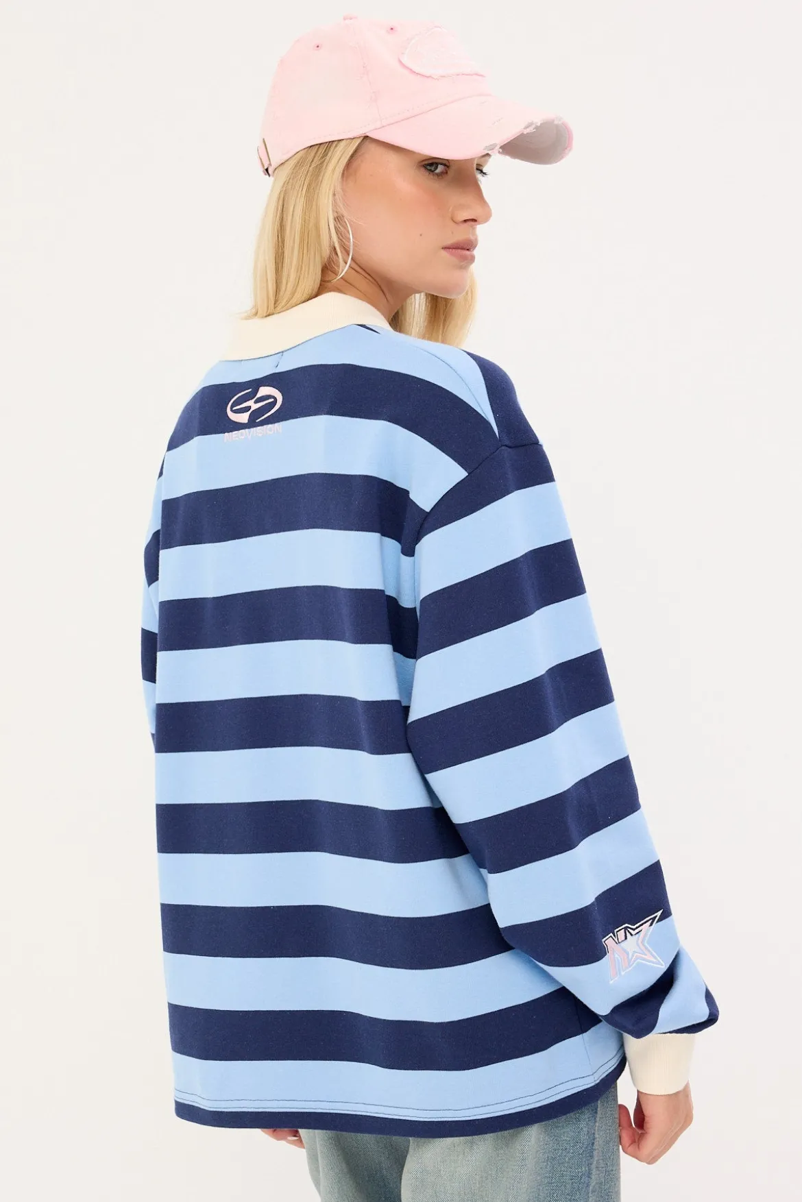 Dropkick Long Sleeve Rugby Polo Blue Stripe