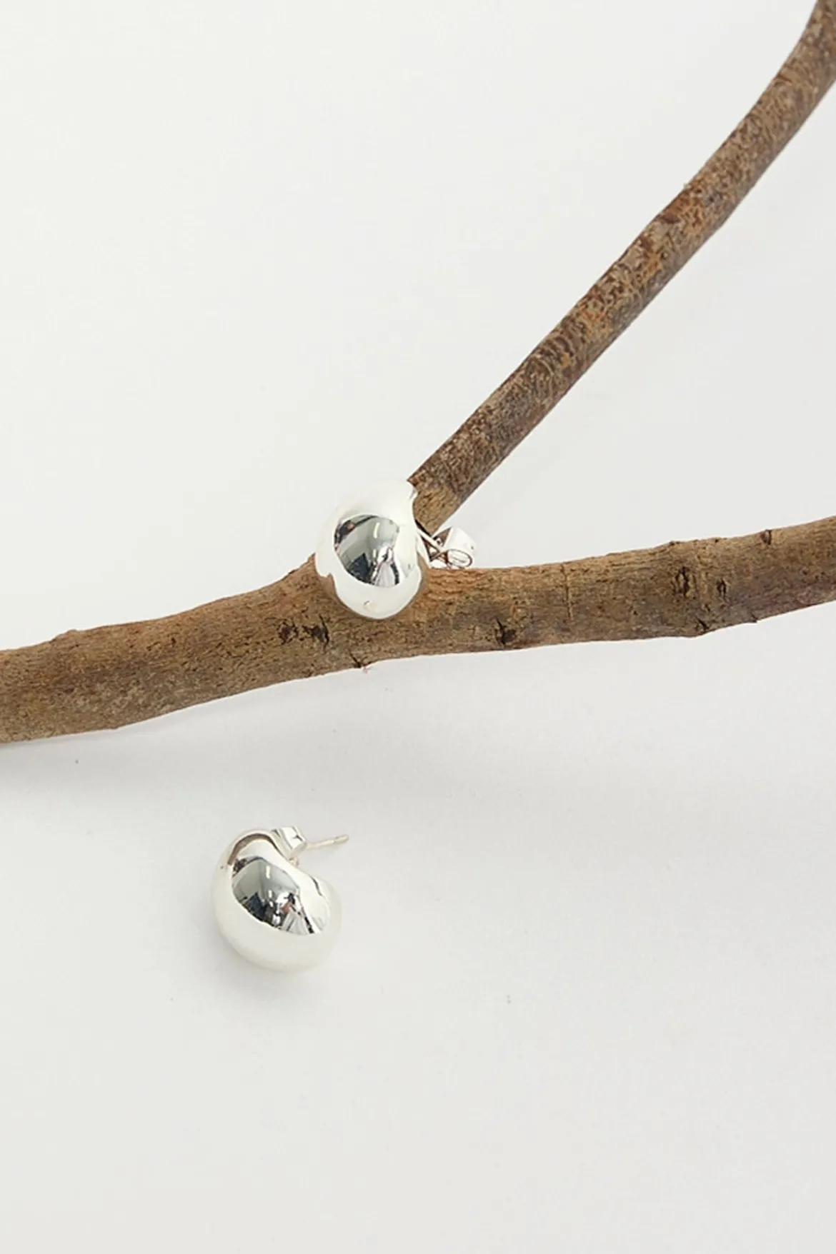 Droplet Stud Earring Sterling Silver Plated