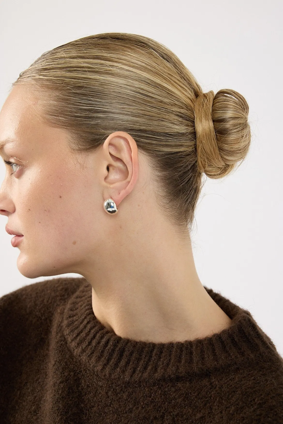Droplet Stud Earring Sterling Silver Plated