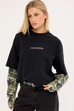 Dualform Layered Long Sleeve Tee Black/Camo