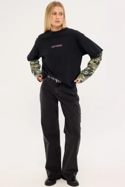 Dualform Layered Long Sleeve Tee Black/Camo