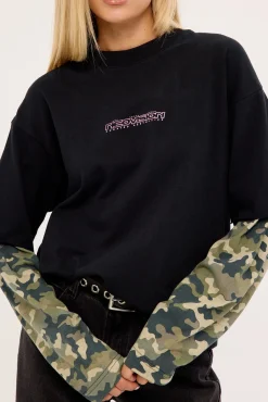 Dualform Layered Long Sleeve Tee Black/Camo