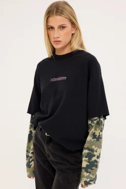 Dualform Layered Long Sleeve Tee Black/Camo