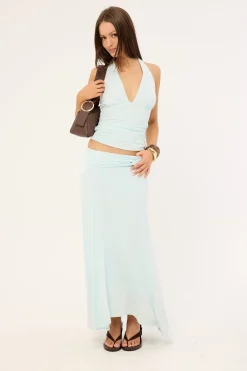 Dulcie Asymmetrical Midi Skirt Blue