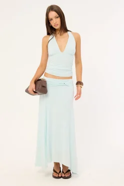 Dulcie Halter Tie Top Blue